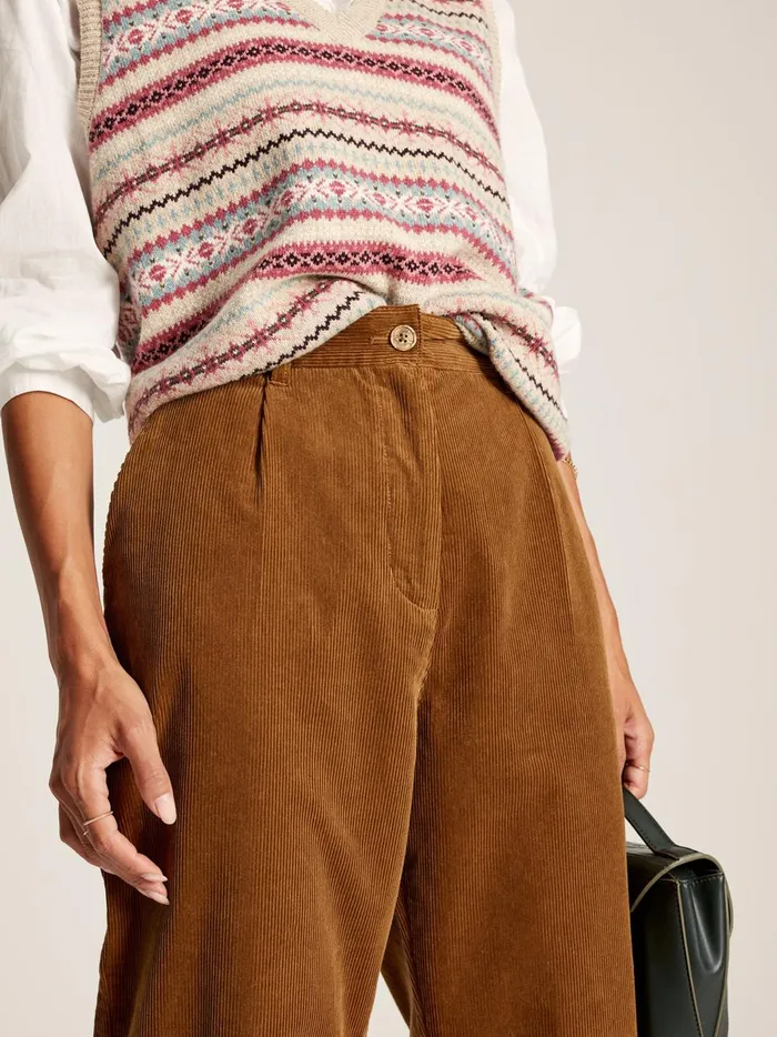 Joules Trousers and Leggings Women Brown Cord Tapered Leg Trousers