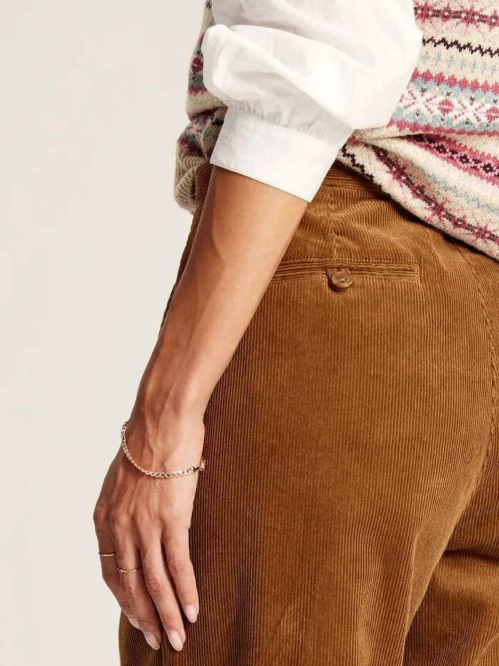 Joules Trousers and Leggings Women Brown Cord Tapered Leg Trousers
