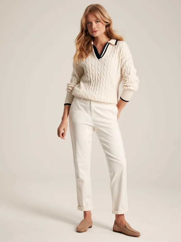 Joules Trousers and Leggings Women Cream Slim Fit Chino Trousers