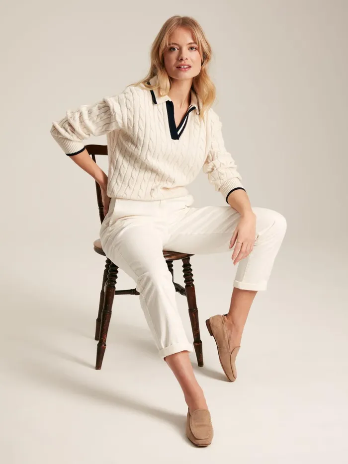 Joules Trousers and Leggings Women Cream Slim Fit Chino Trousers