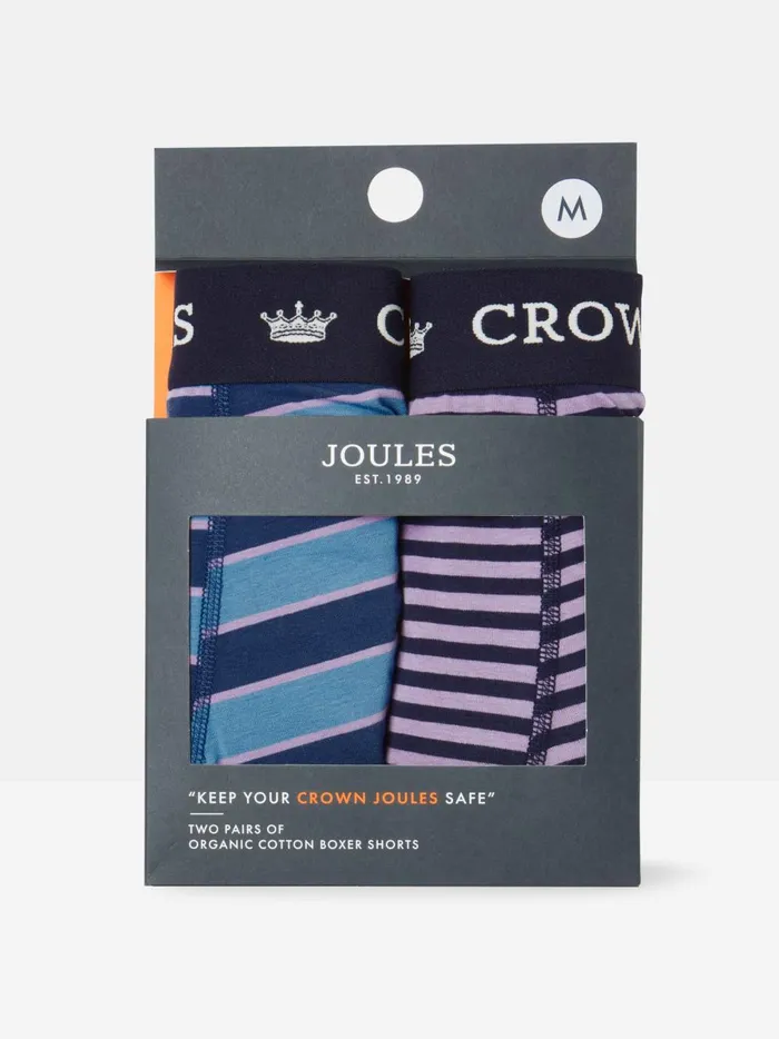 Joules Underwear Men BluePurple Cotton Boxer Briefs 2 Pack