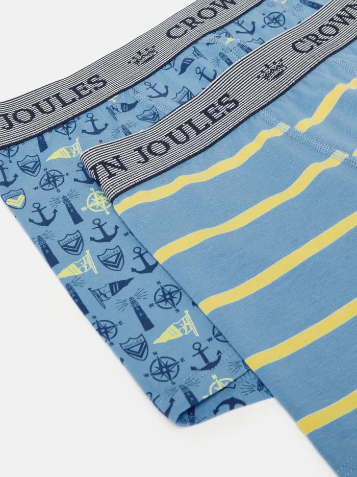 Joules Underwear Men Blue Sail Cotton Boxer Briefs 2 Pack