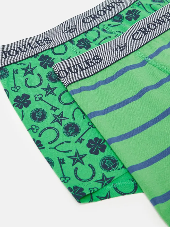 Joules Underwear Men Green Lucky Charm Cotton Boxer Briefs 2 Pack
