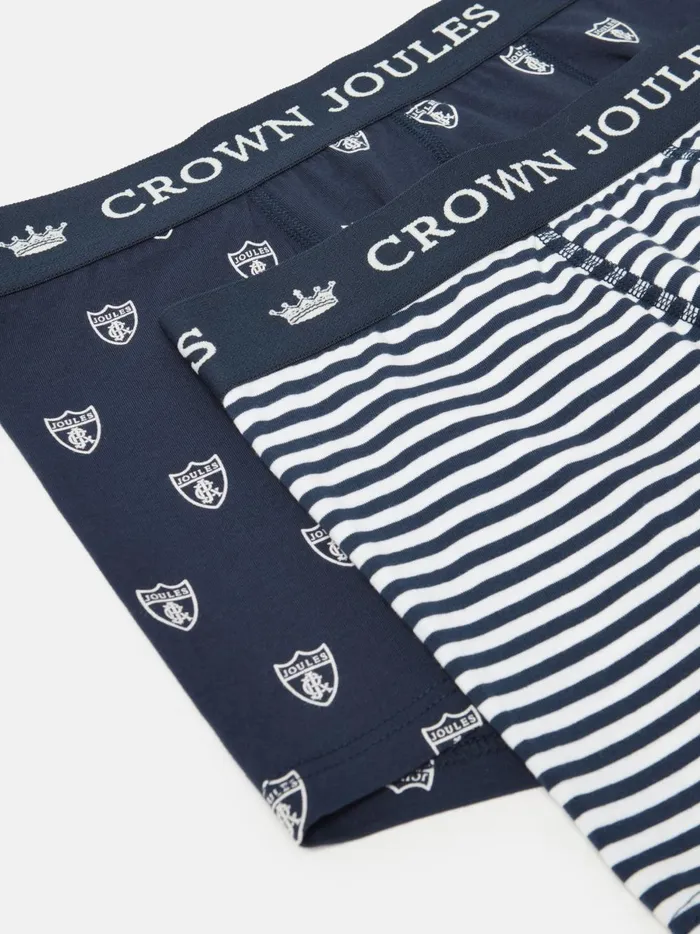 Joules Underwear Men Navy Crest Cotton Boxer Briefs 2 Pack