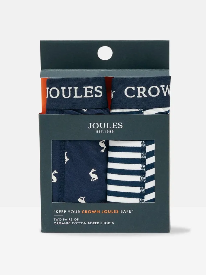Joules Underwear Men Navy Hare Cotton Boxer Briefs 2 Pack