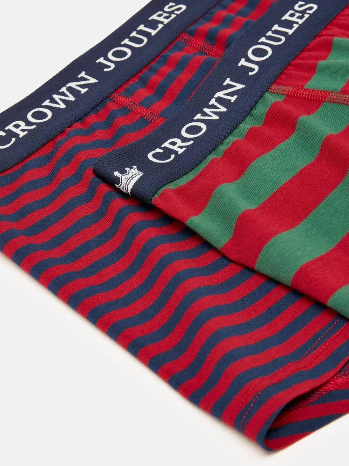 Joules Underwear Men Red Stripe Cotton Boxer Briefs 2 Pack