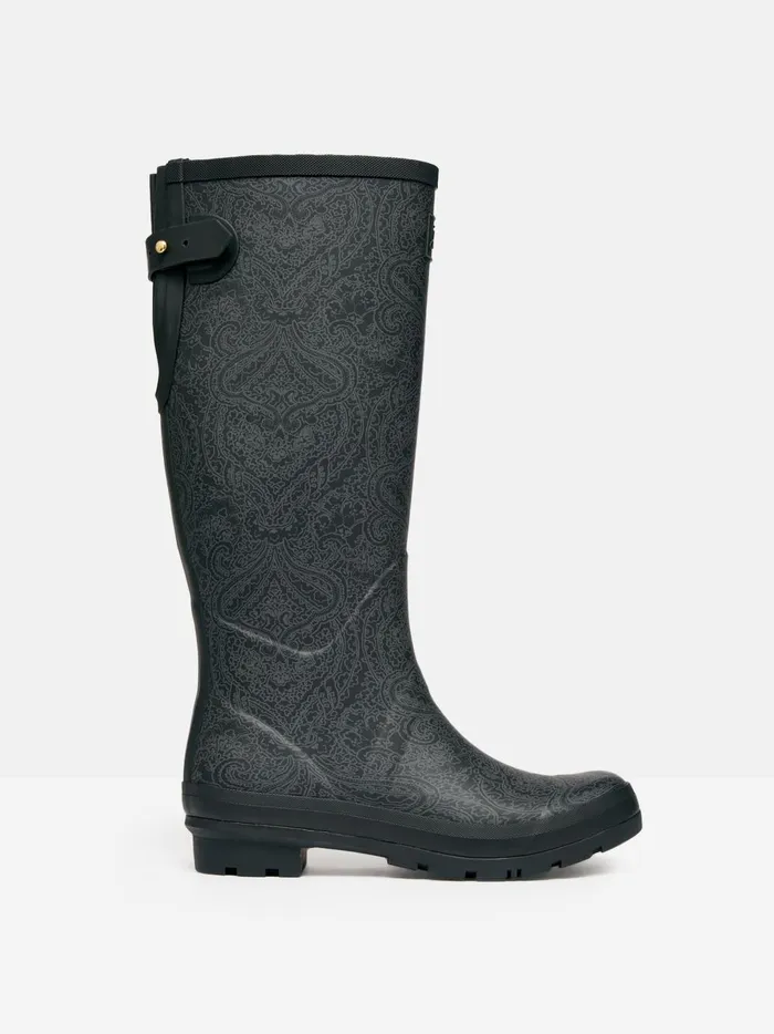 Joules Wellies Women Black Paisley Adjustable Tall Wellies