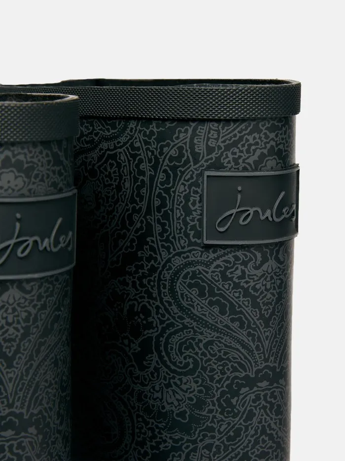 Joules Wellies Women Black Paisley Adjustable Tall Wellies