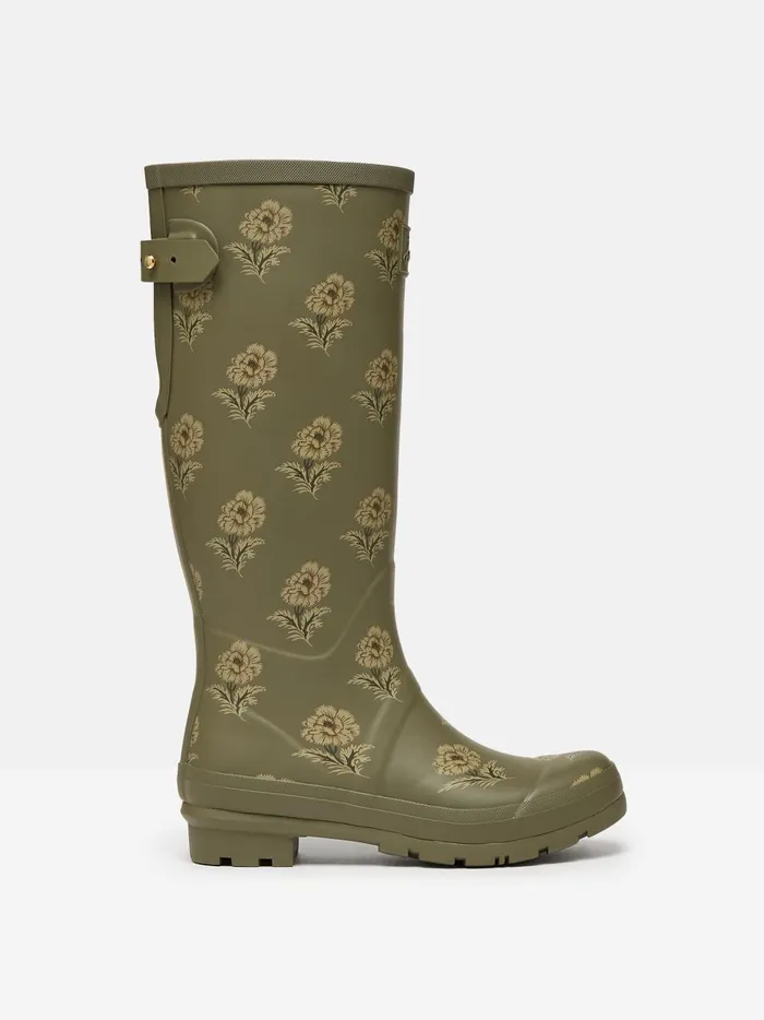 Joules Wellies Women Green Floral Adjustable Tall Wellies
