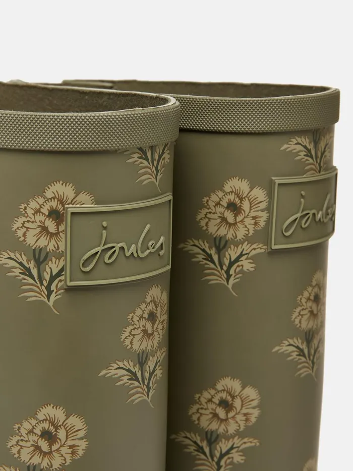 Joules Wellies Women Green Floral Adjustable Tall Wellies