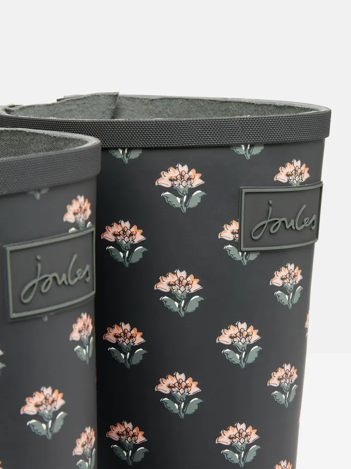 Joules Wellies Women Grey Floral Adjustable Tall Wellies