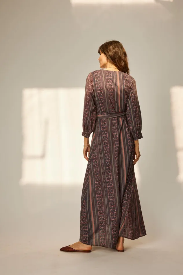Kate Long Sleeve Dress Paisley Stripe Heather Women Natalie Martin Dresses