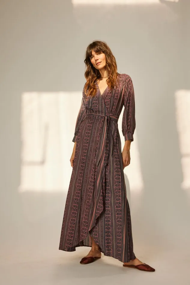 Kate Long Sleeve Dress Paisley Stripe Heather Women Natalie Martin Dresses