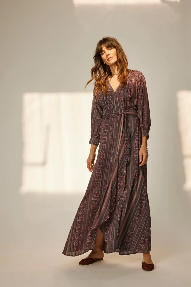Kate Long Sleeve Dress Paisley Stripe Heather Women Natalie Martin Dresses