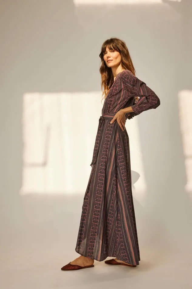 Kate Long Sleeve Dress Paisley Stripe Heather Women Natalie Martin Dresses