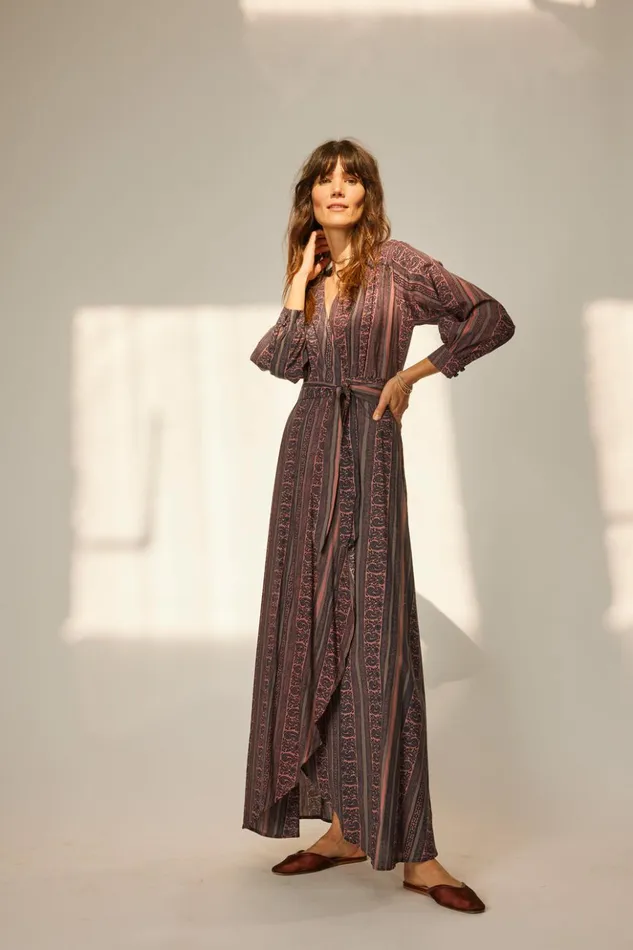 Kate Long Sleeve Dress Paisley Stripe Heather Women Natalie Martin Dresses