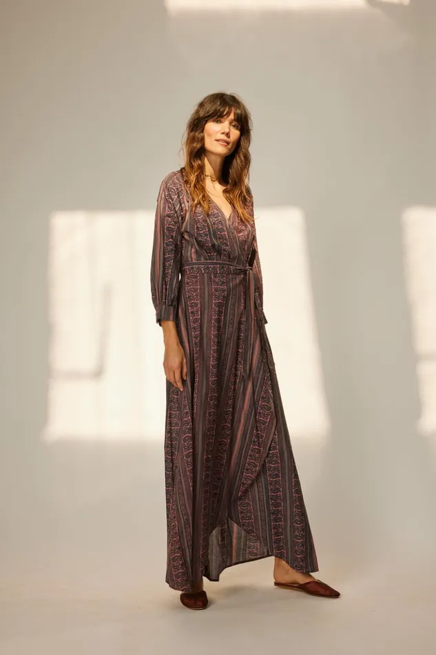 Kate Long Sleeve Dress Paisley Stripe Heather Women Natalie Martin Dresses