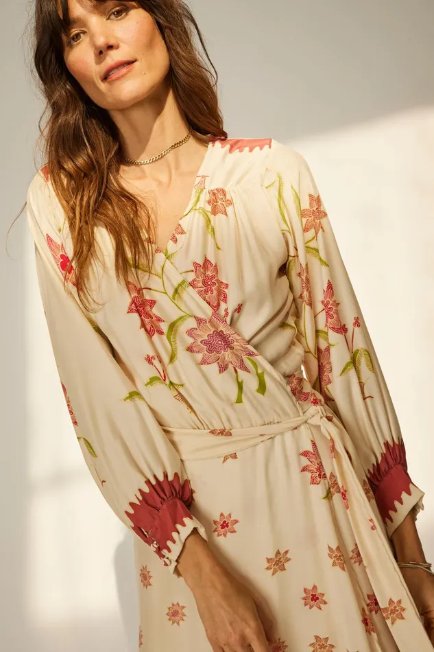 Kate Long Sleeve Dress Starflower Cream Women Natalie Martin Dresses