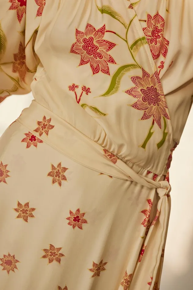 Kate Long Sleeve Dress Starflower Cream Women Natalie Martin Dresses