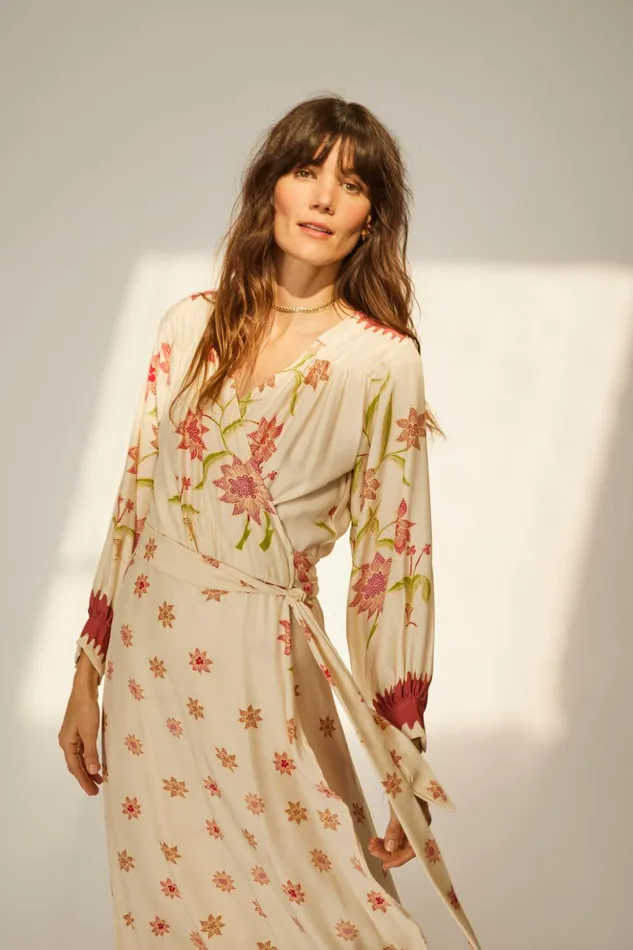 Kate Long Sleeve Dress Starflower Cream Women Natalie Martin Dresses