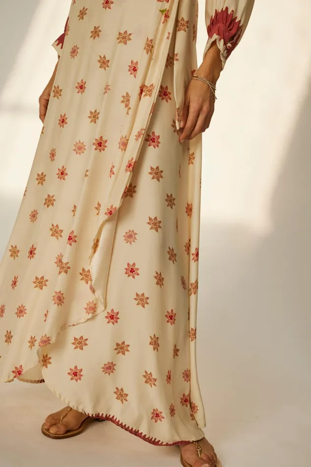 Kate Long Sleeve Dress Starflower Cream Women Natalie Martin Dresses