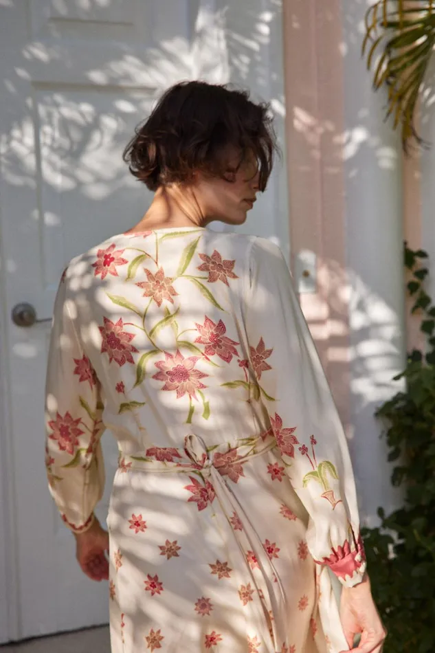 Kate Long Sleeve Dress Starflower Cream Women Natalie Martin Dresses