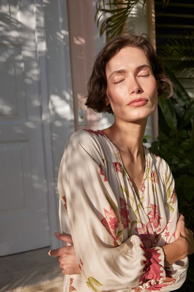 Kate Long Sleeve Dress Starflower Cream Women Natalie Martin Dresses