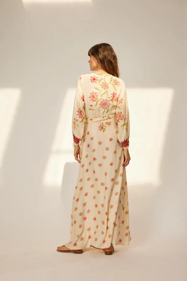 Kate Long Sleeve Dress Starflower Cream Women Natalie Martin Dresses