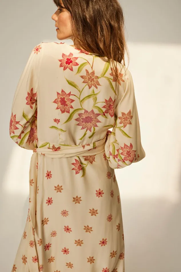 Kate Long Sleeve Dress Starflower Cream Women Natalie Martin Dresses