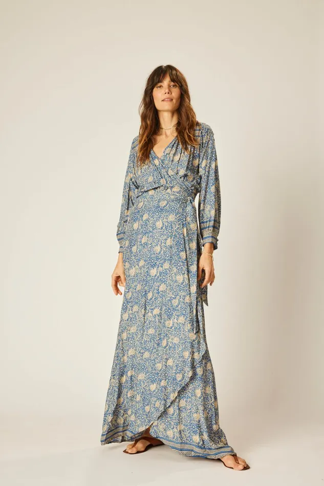 Kate Long Sleeve Dress Water Lily Blue Women Natalie Martin Dresses