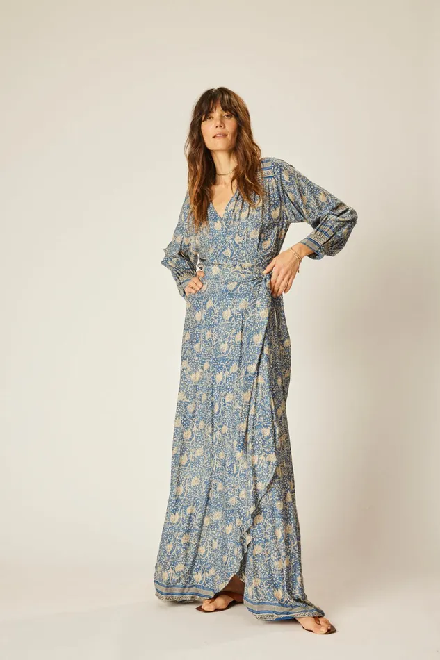Kate Long Sleeve Dress Water Lily Blue Women Natalie Martin Dresses