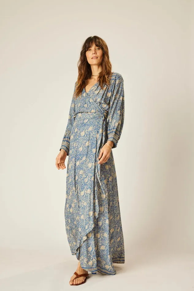 Kate Long Sleeve Dress Water Lily Blue Women Natalie Martin Dresses