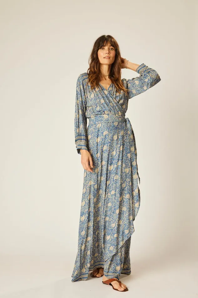 Kate Long Sleeve Dress Water Lily Blue Women Natalie Martin Dresses