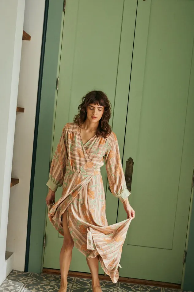 Kate Long Sleeve Maxi Chamomile Apricot Women Natalie Martin Dresses
