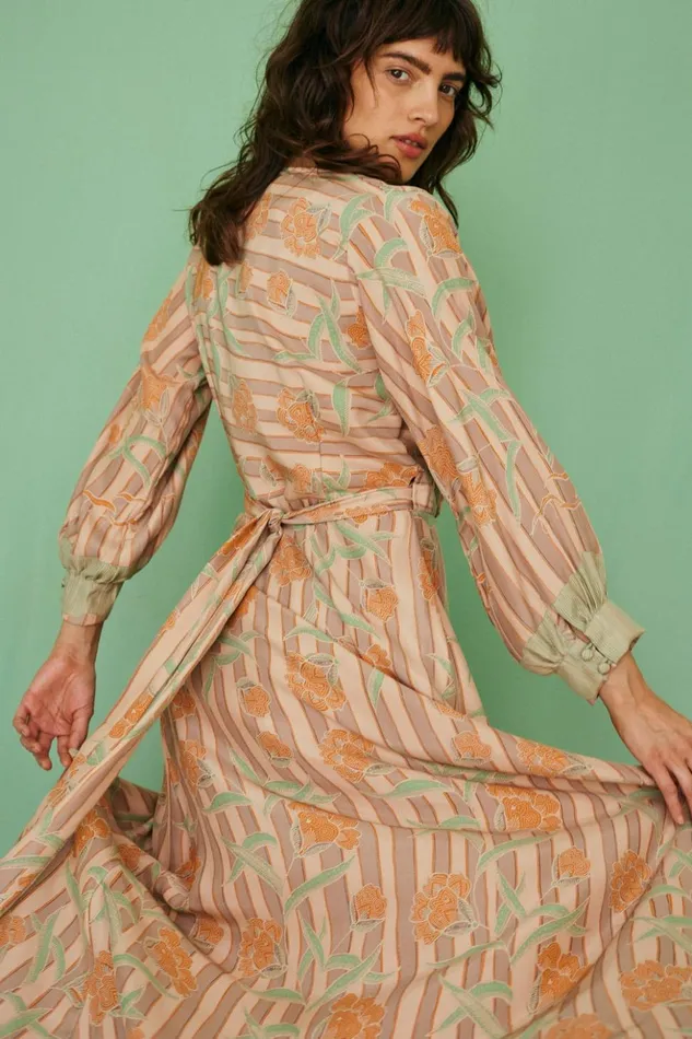 Kate Long Sleeve Maxi Chamomile Apricot Women Natalie Martin Dresses