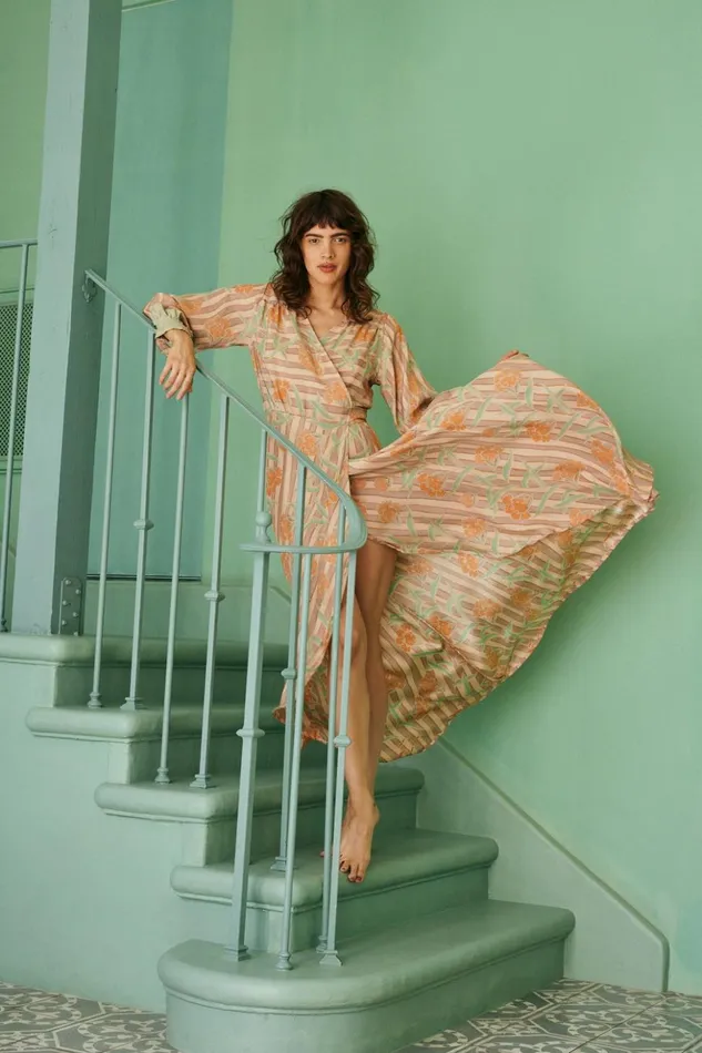 Kate Long Sleeve Maxi Chamomile Apricot Women Natalie Martin Dresses