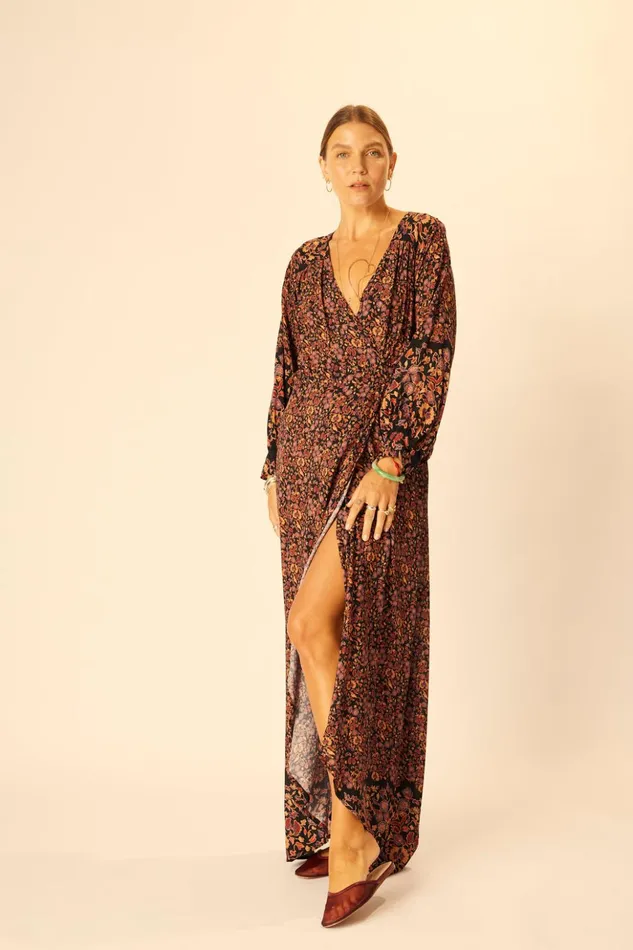 Kate Long Sleeve Maxi Petite Fleur Noire Women Natalie Martin Dresses