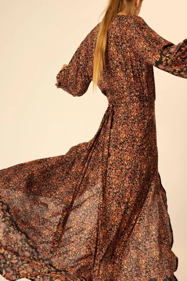 Kate Long Sleeve Maxi Petite Fleur Noire Women Natalie Martin Dresses