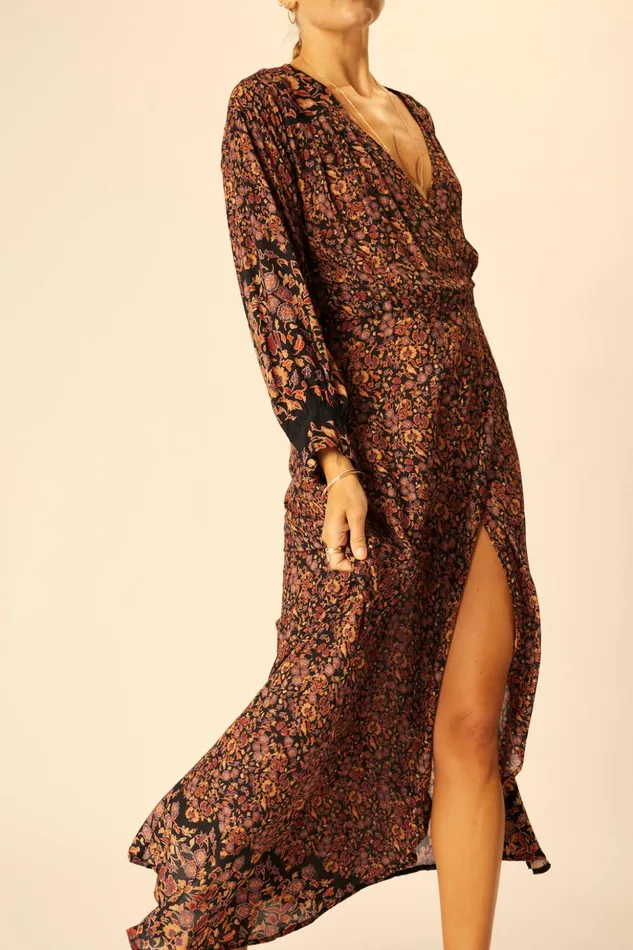 Kate Long Sleeve Maxi Petite Fleur Noire Women Natalie Martin Dresses
