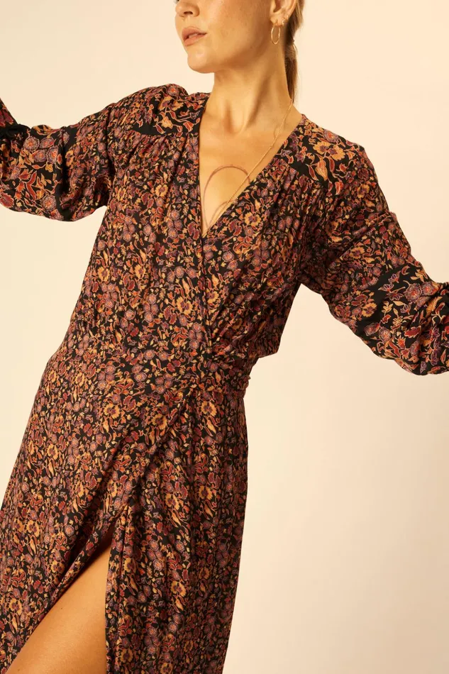 Kate Long Sleeve Maxi Petite Fleur Noire Women Natalie Martin Dresses