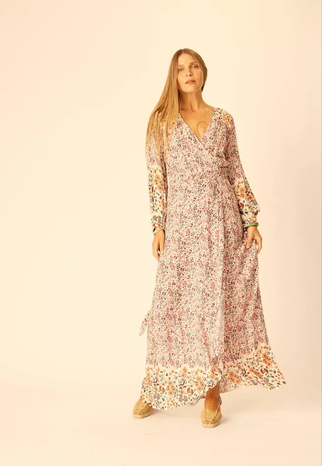 Kate Long Sleeve Maxi Petite Fleur Rose Women Natalie Martin Dresses