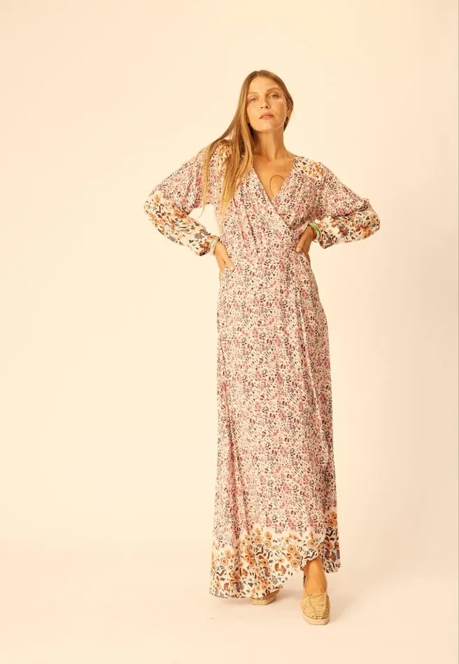 Kate Long Sleeve Maxi Petite Fleur Rose Women Natalie Martin Dresses