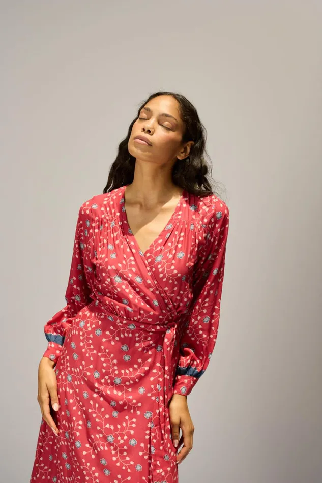 Kate Long Sleeve Maxi Pinwheel Barn Red Women Natalie Martin Dresses