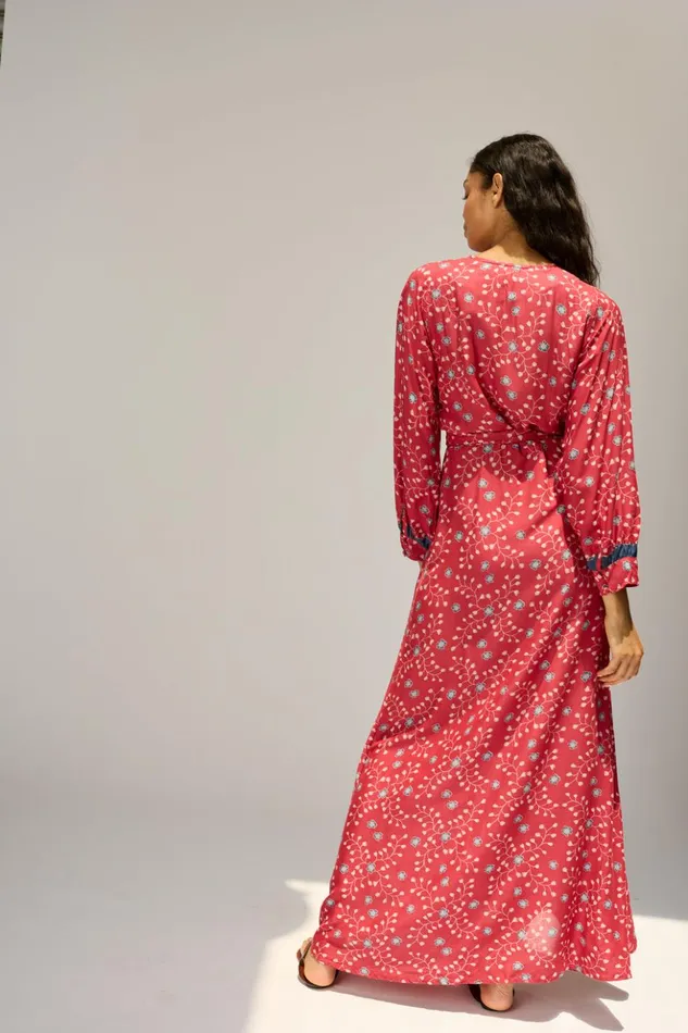 Kate Long Sleeve Maxi Pinwheel Barn Red Women Natalie Martin Dresses