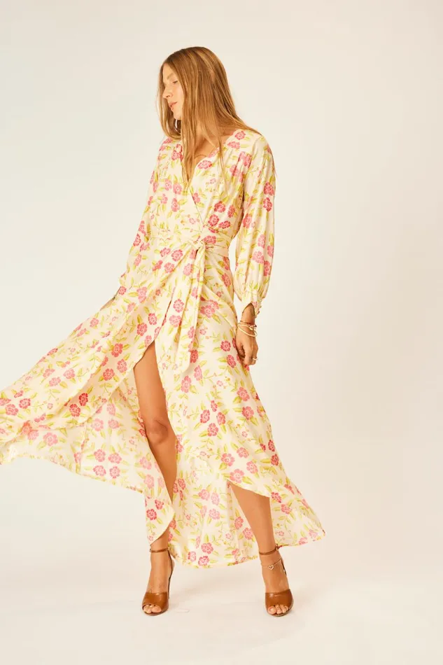 Kate Long Sleeve Maxi Prairie Dusty Crimson Women Natalie Martin Dresses