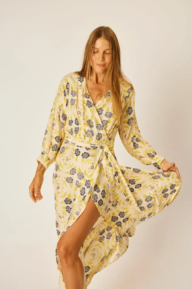 Kate Long Sleeve Maxi Prairie Indigo Women Natalie Martin Dresses