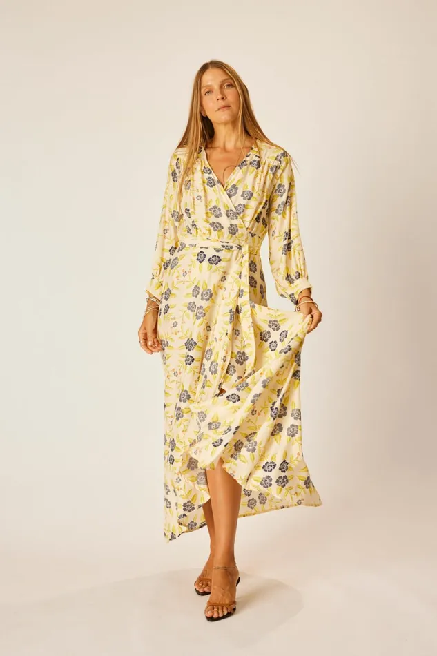 Kate Long Sleeve Maxi Prairie Indigo Women Natalie Martin Dresses