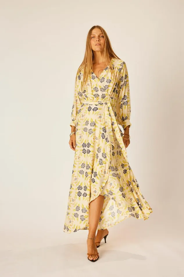 Kate Long Sleeve Maxi Prairie Indigo Women Natalie Martin Dresses