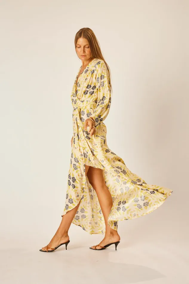 Kate Long Sleeve Maxi Prairie Indigo Women Natalie Martin Dresses