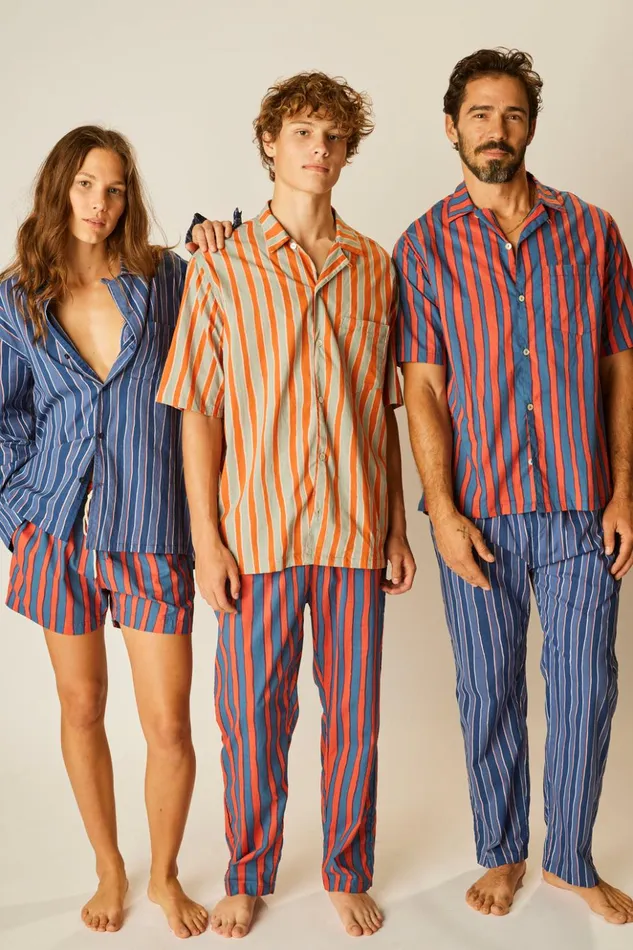 Kev Short Men039s Batik Stripe Blood Orange Women Natalie Martin Bottoms
